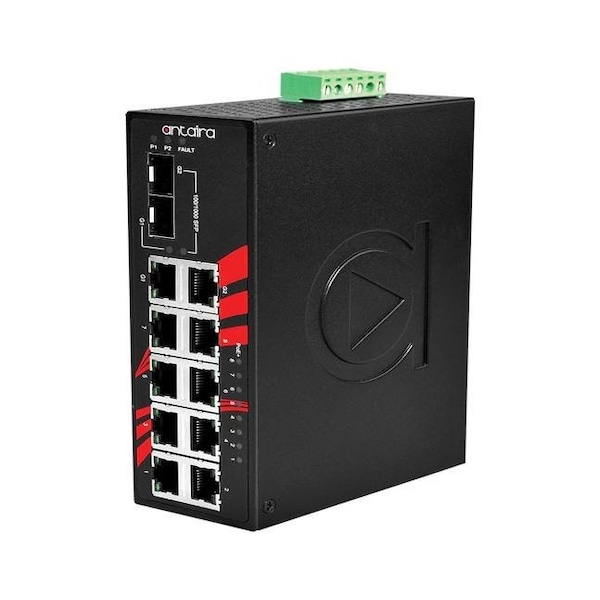 10-Port Industrial PoE+ Gigabit Unmanaged Ethernet Switch